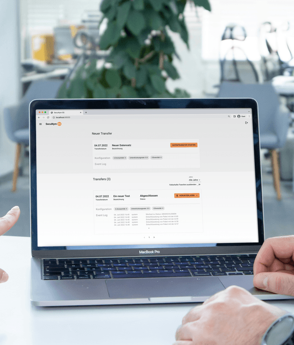 Secunym ES - Frontend in Benutzung